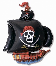 Фольгированный шарик "Пиратский корабль черный ", 104 см